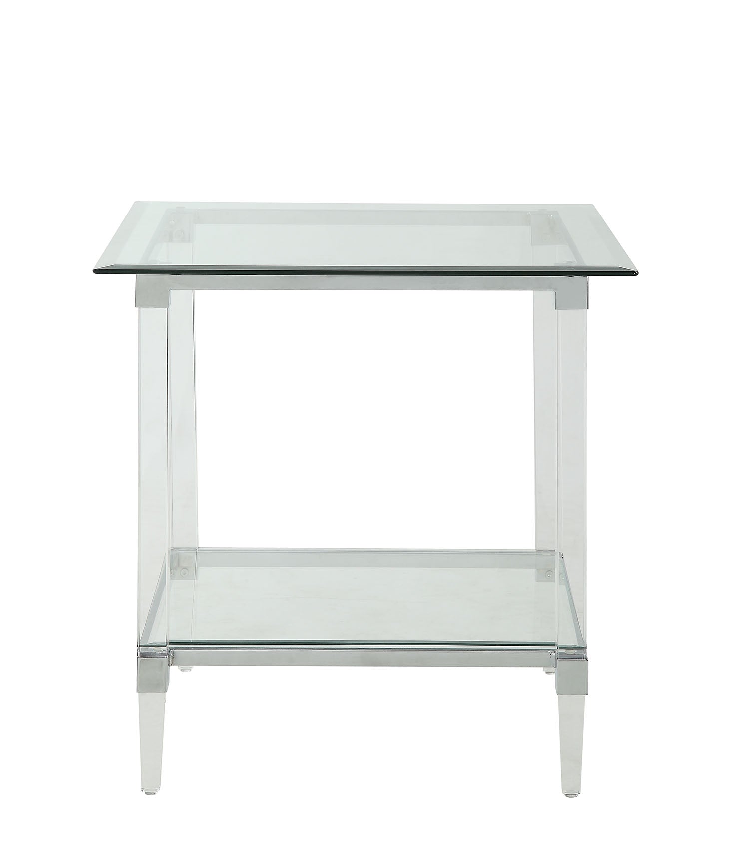 24" X 24" X 24" Chrome, Clear Acrylic And Glass End Table