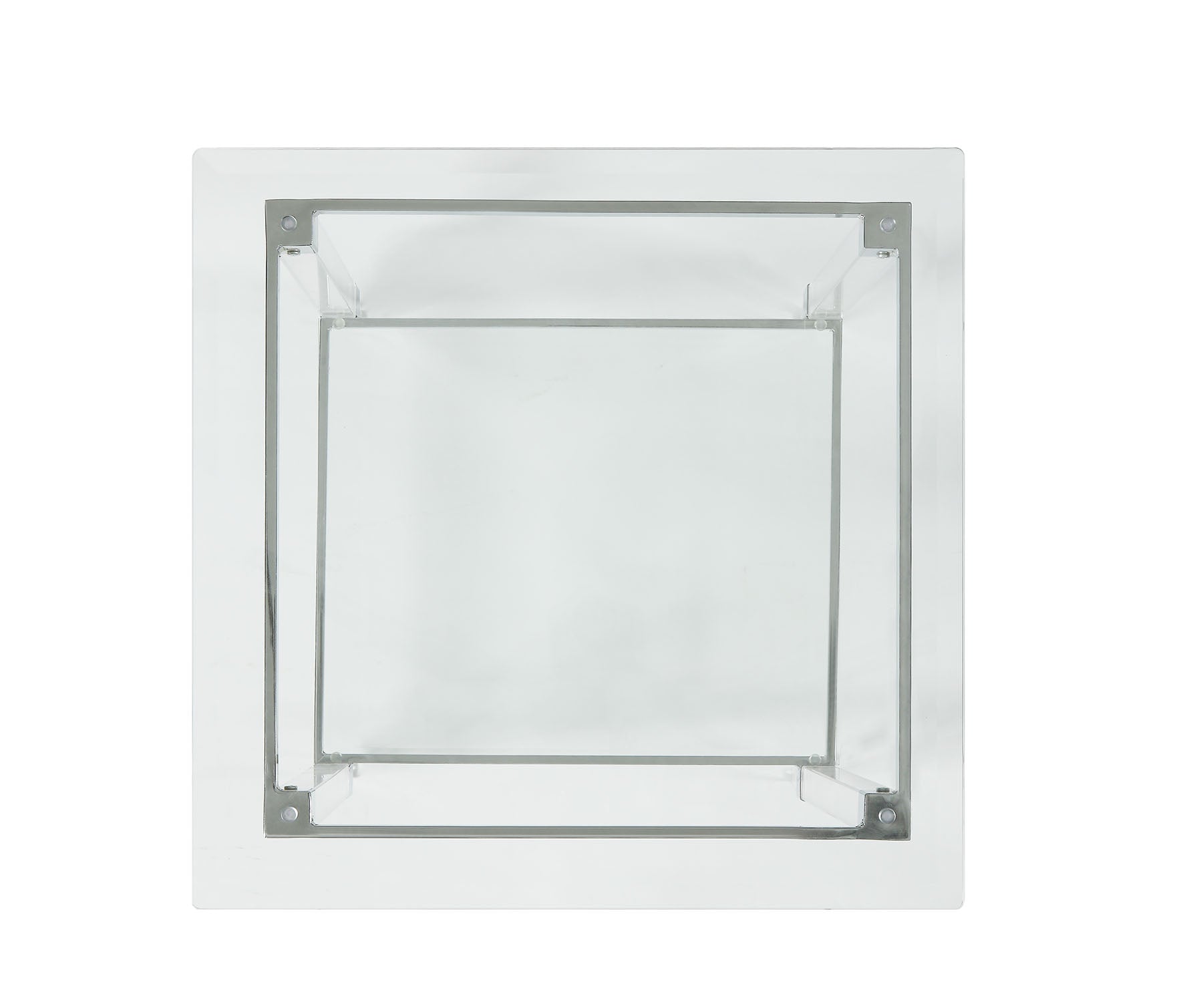 24" X 24" X 24" Chrome, Clear Acrylic And Glass End Table