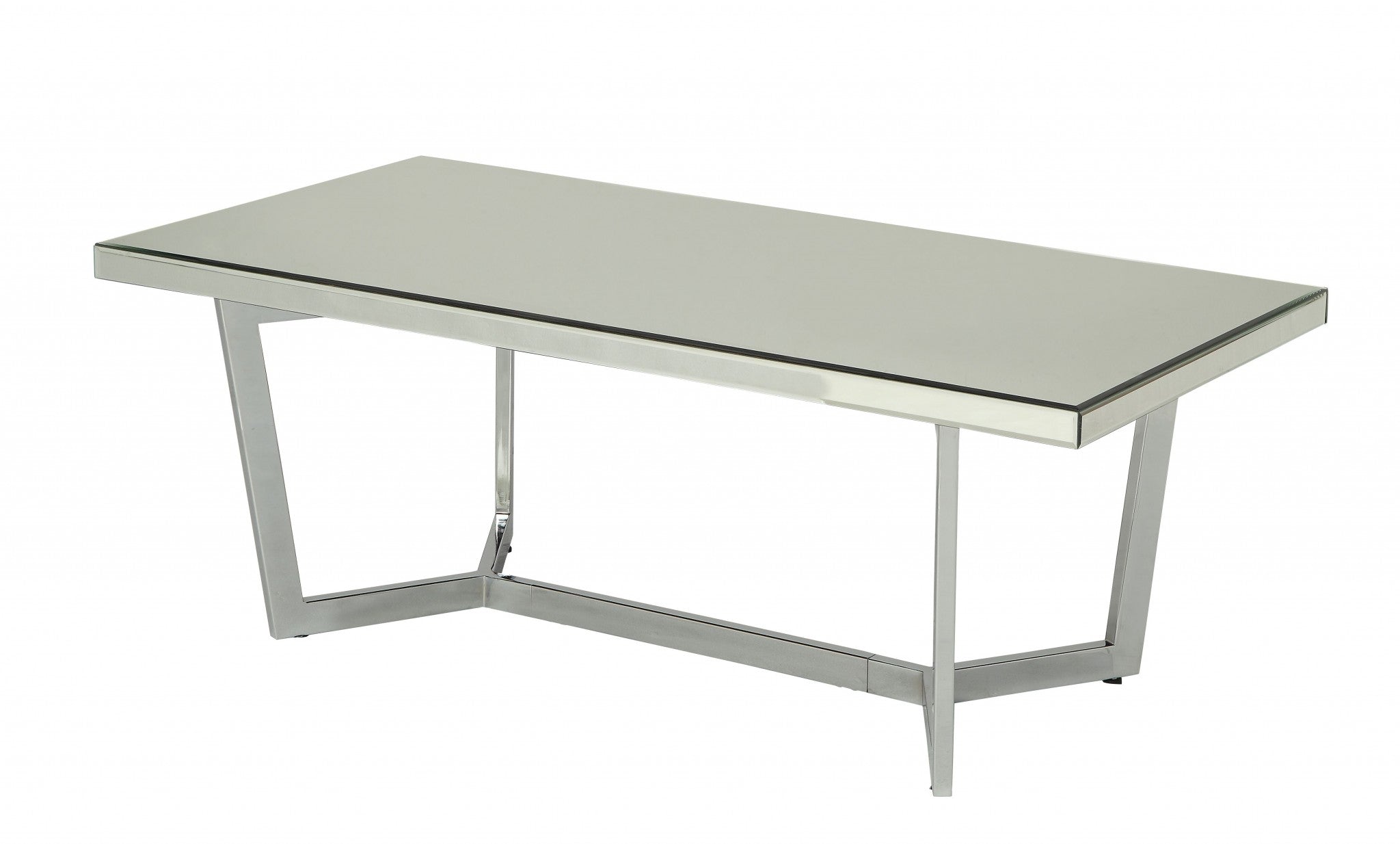 48" X 24" X 18" Mirrored And Chrome Coffee Table