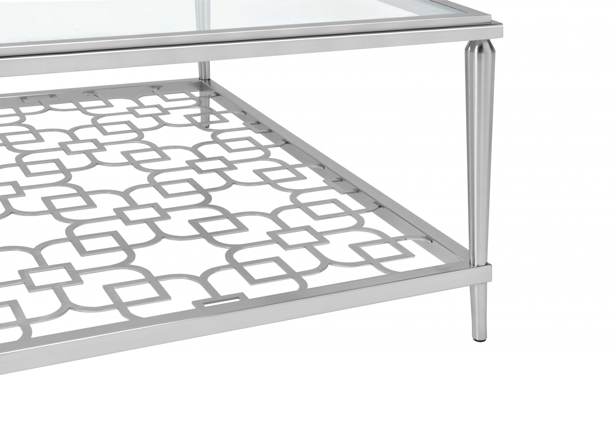 40" X 40" X 18" Nickel & Clear Glass Coffee Table
