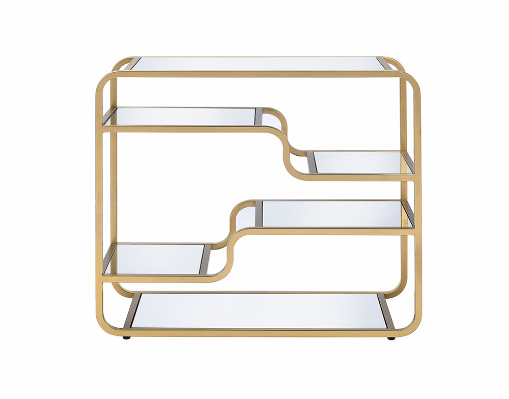 Modern yet Retro Gold And Glass Bar Table