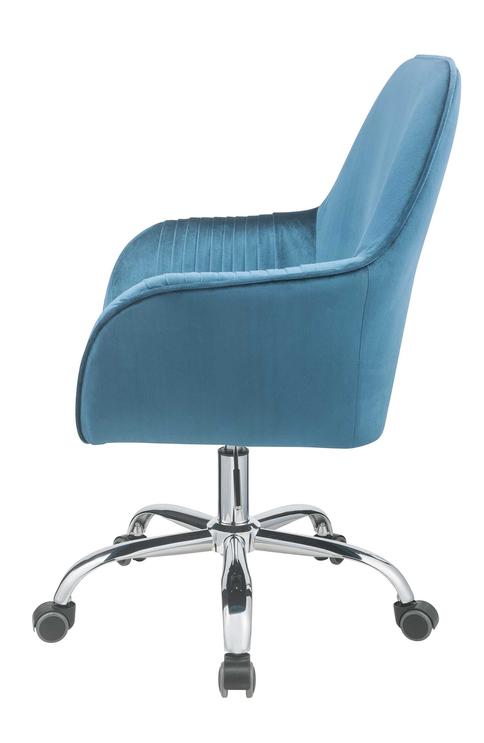 27" X 22" X 37" Peacock Velvet Office Chair
