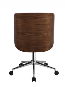 21" X 25" X 3438" White Leatherette And Walnut Office Chair