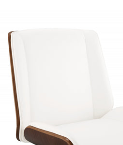 21" X 25" X 3438" White Leatherette And Walnut Office Chair