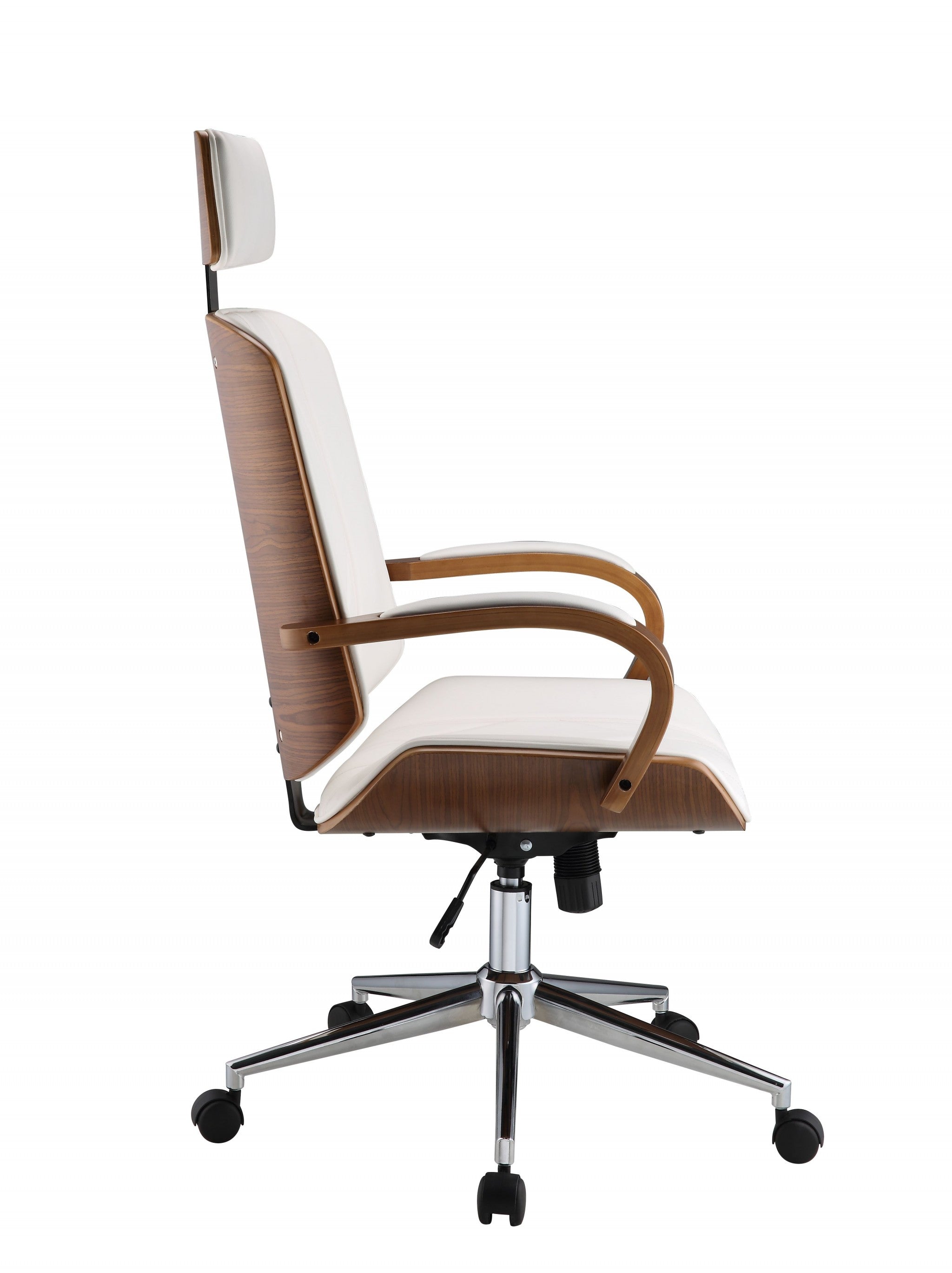 24" X 26" X 4649" White Leatherette And Walnut Office Chair