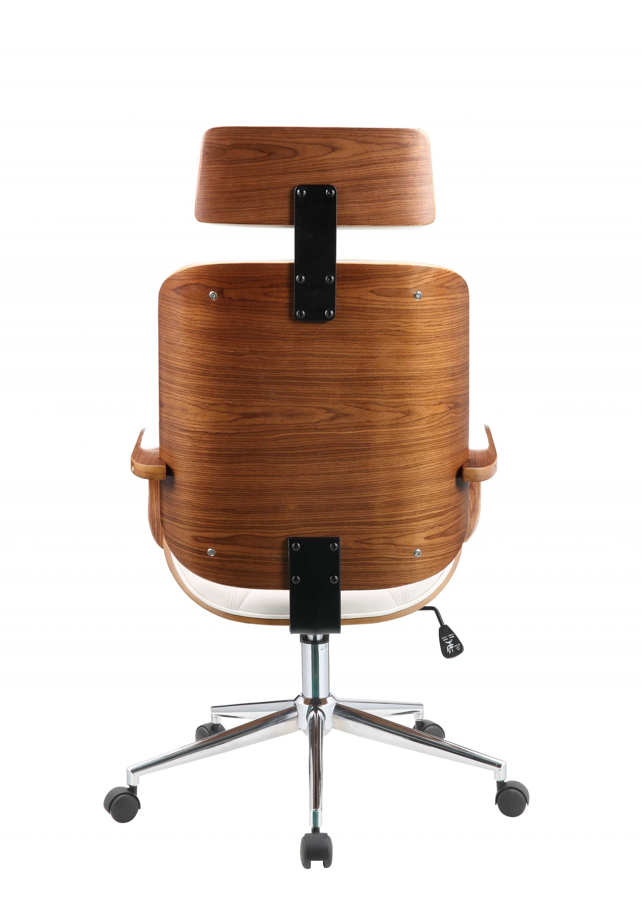 24" X 26" X 4649" White Leatherette And Walnut Office Chair