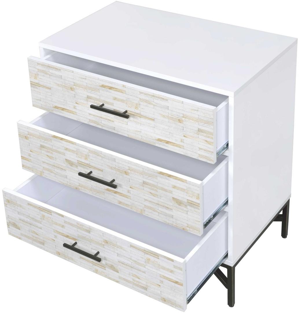 32" X 19" X 33" White & Weathered Wood Pattern Nightstand