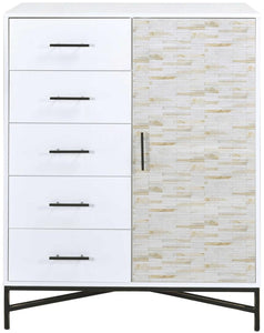 40" X 22" X 52" White & Weathered Wood Pattern Wardrobe