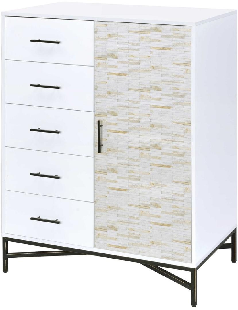 40" X 22" X 52" White & Weathered Wood Pattern Wardrobe