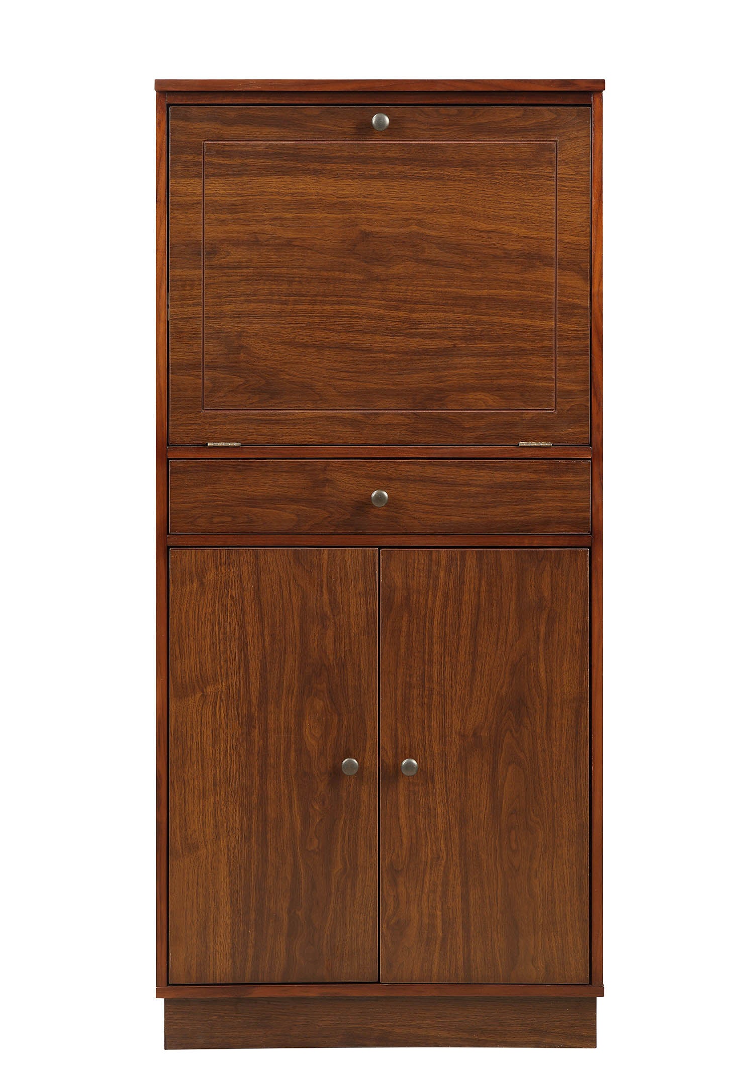 24" X 20" X 52" Walnut Mdf Wine Cabinet