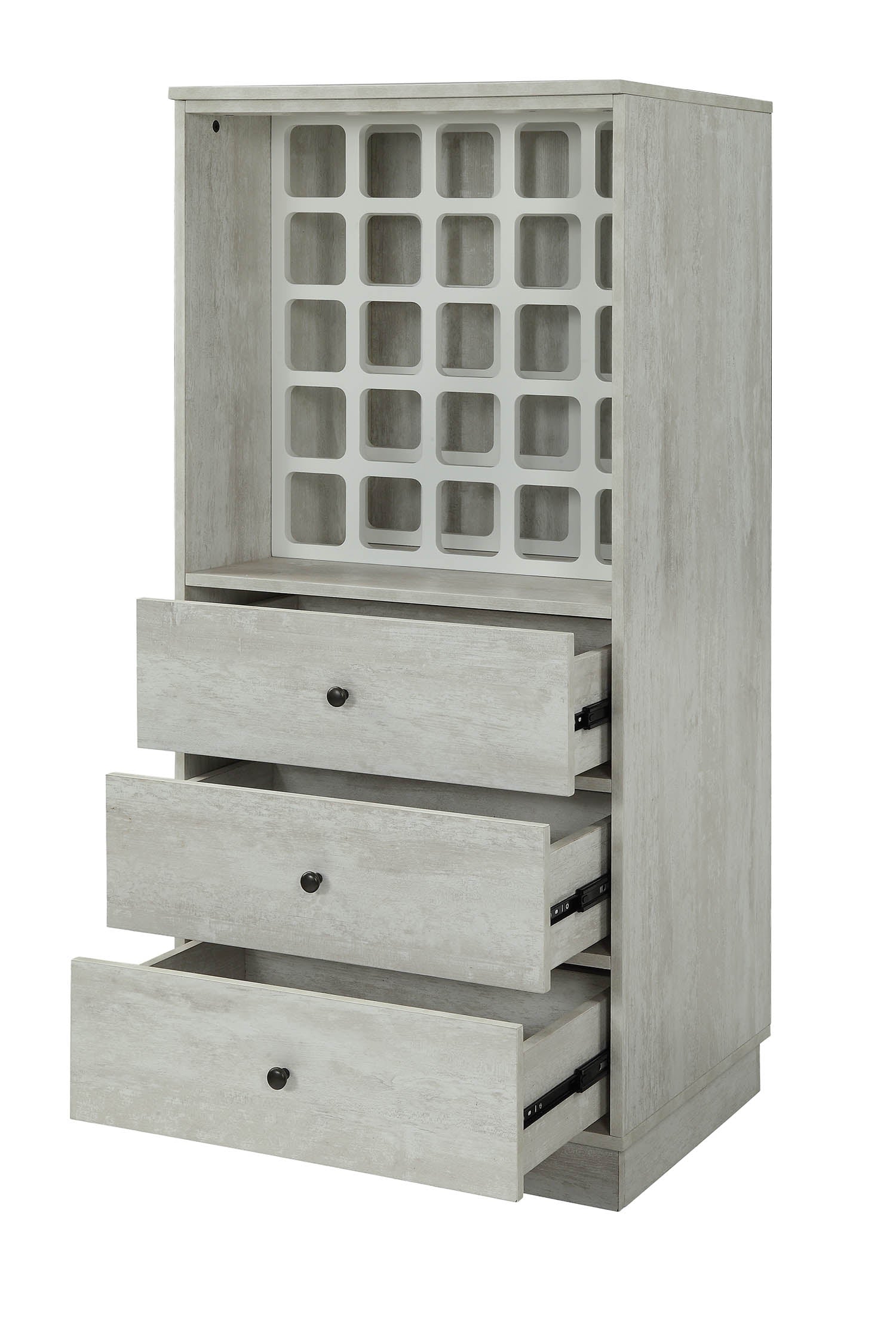 24" X 20" X 52" Wine Cabinet In Antique White - Mdf