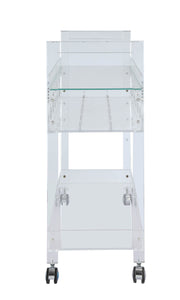31" X 16" X 31" Clear Acrylic And Clear Glass Serving Cart