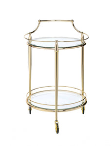 21" X 20" X 31" Gold And Clear Glass Serving Cart