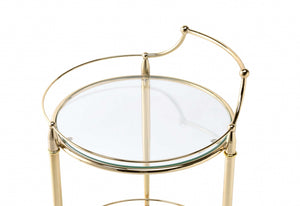 21" X 20" X 31" Gold And Clear Glass Serving Cart