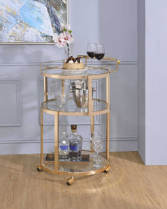 22" X 21" X 34" Gold And Clear Glass Serving Cart