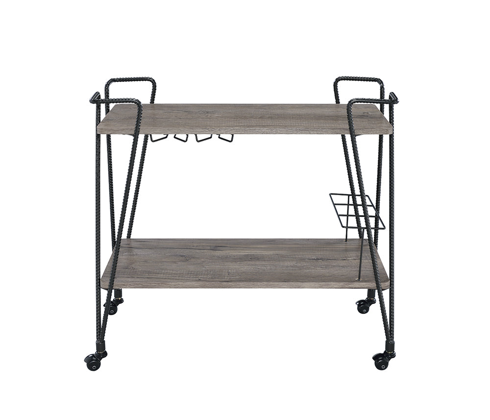 32" X 16" X 31" Black Metal Serving Cart