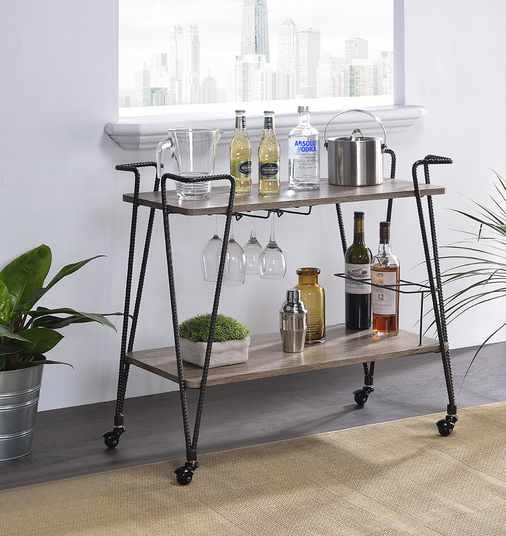 32" X 16" X 31" Black Metal Serving Cart