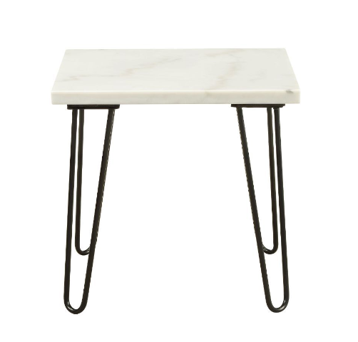 22" X 22" X 21" Marble And Black End Table