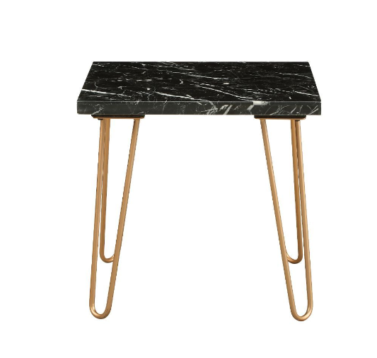 22" X 22" X 21" Marble And Gold End Table
