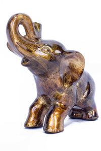 10" X 6" X 10.5" Copper Brown And Orange Ceramic Elephhant