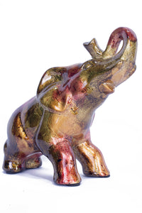 10" X 6" X 10.5" Copper Red And Gold Ceramic Elephhant