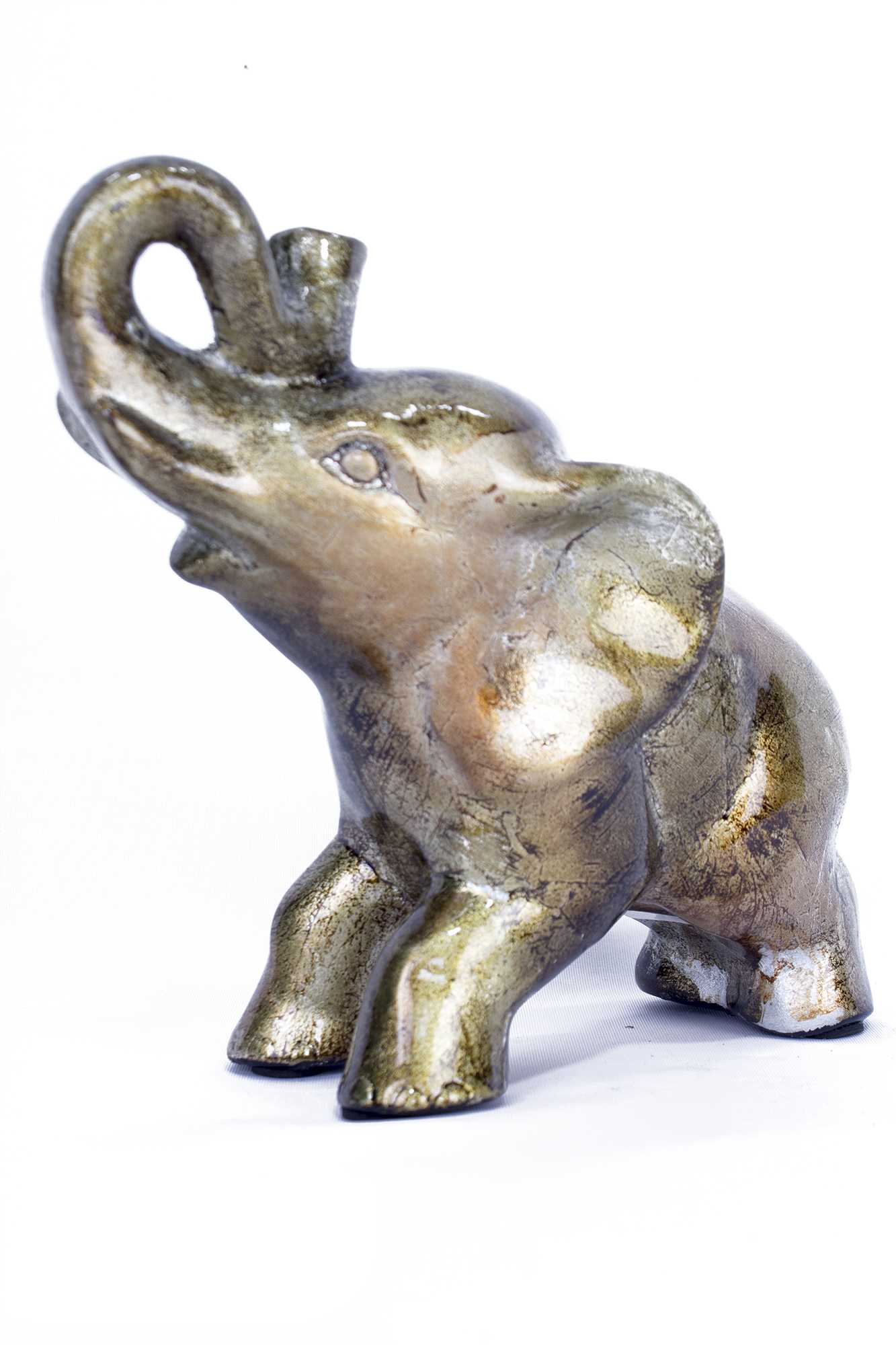 10" X 6" X 10.5" Gold Ceramic Elephhant