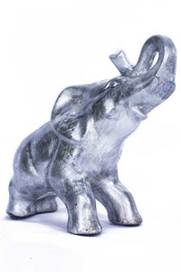 10" X 6" X 10.5" Silver Ceramic Elephhant