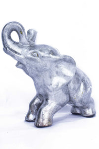 10" X 6" X 10.5" Silver Ceramic Elephhant