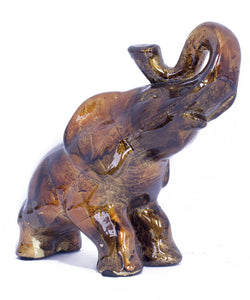 13" X 7" X 12" Copper, Brown And Orange Ceramic Elephhant