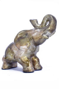 13" X 7" X 12" Gold Ceramic Elephhant