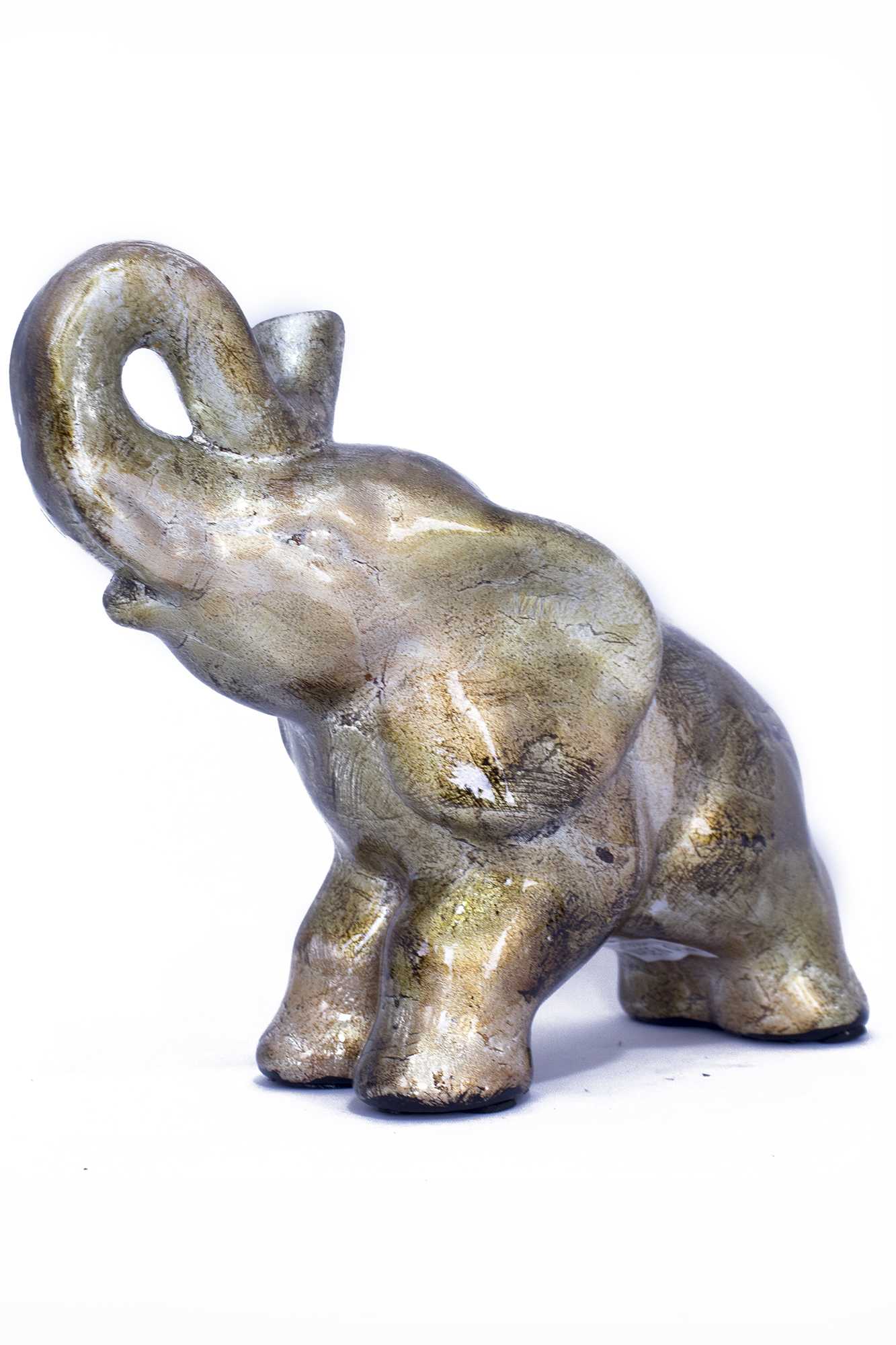 13" X 7" X 12" Gold Ceramic Elephhant