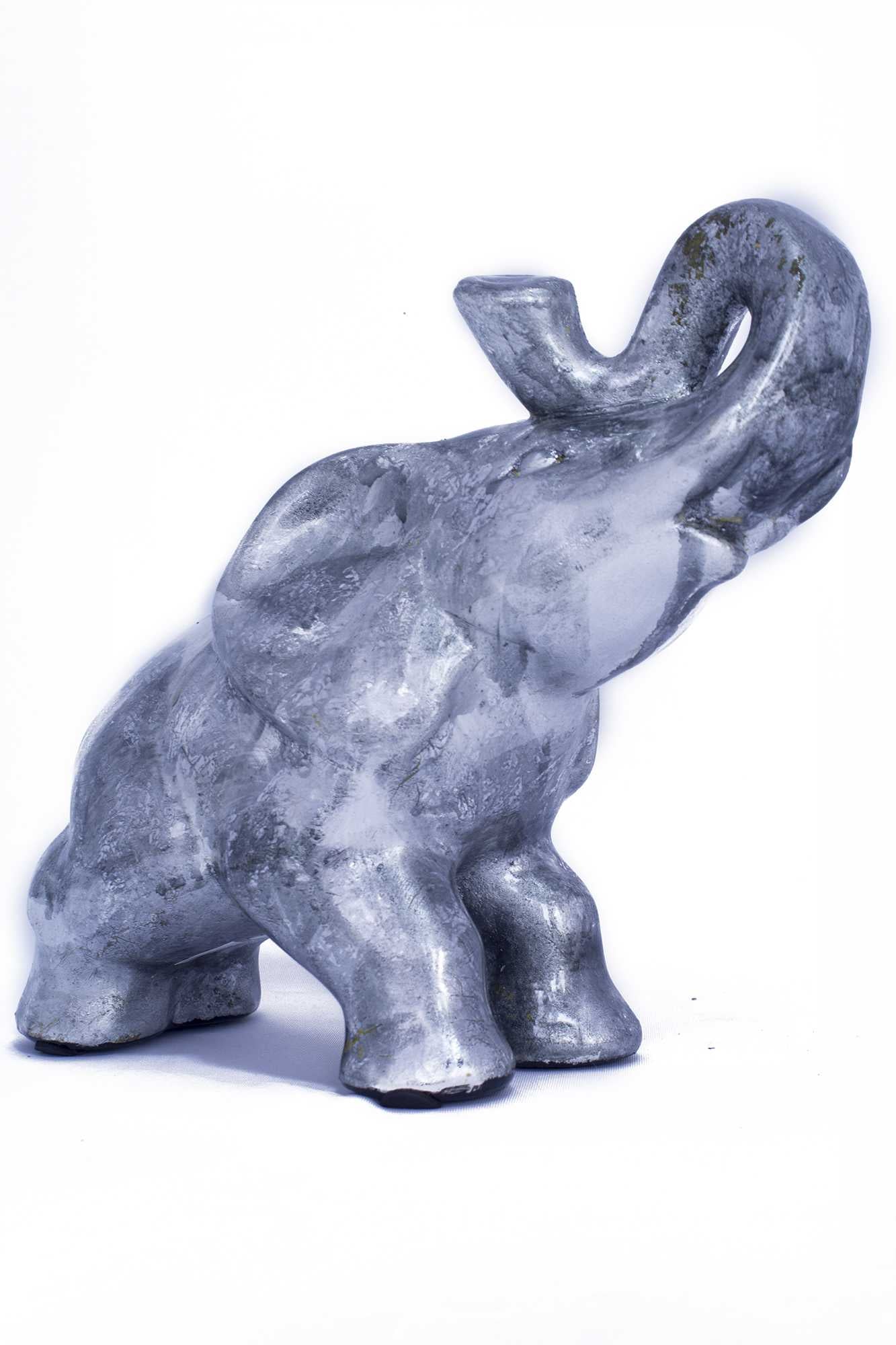13" X 7" X 12" Silver Ceramic Elephhant