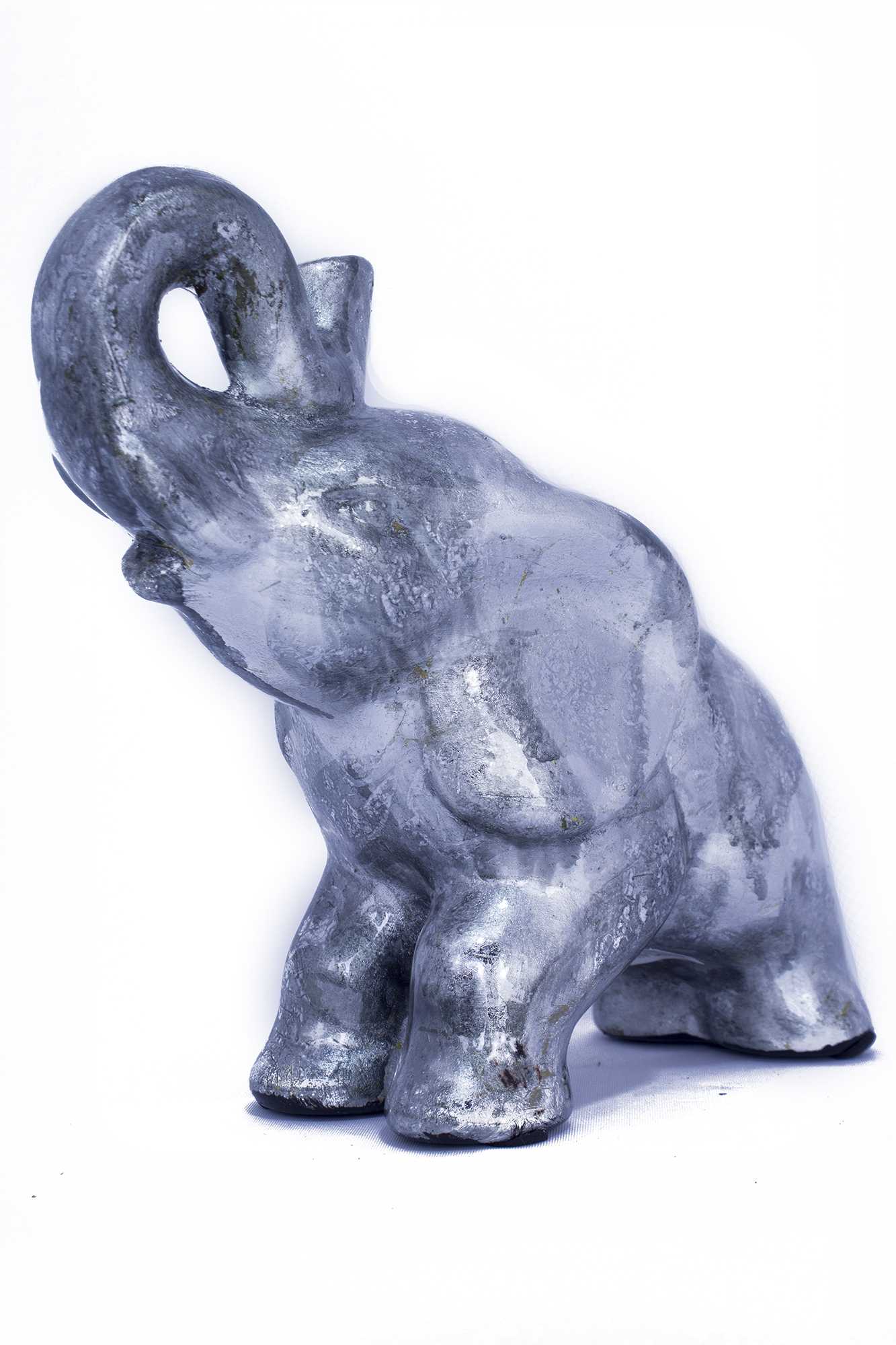 13" X 7" X 12" Silver Ceramic Elephhant