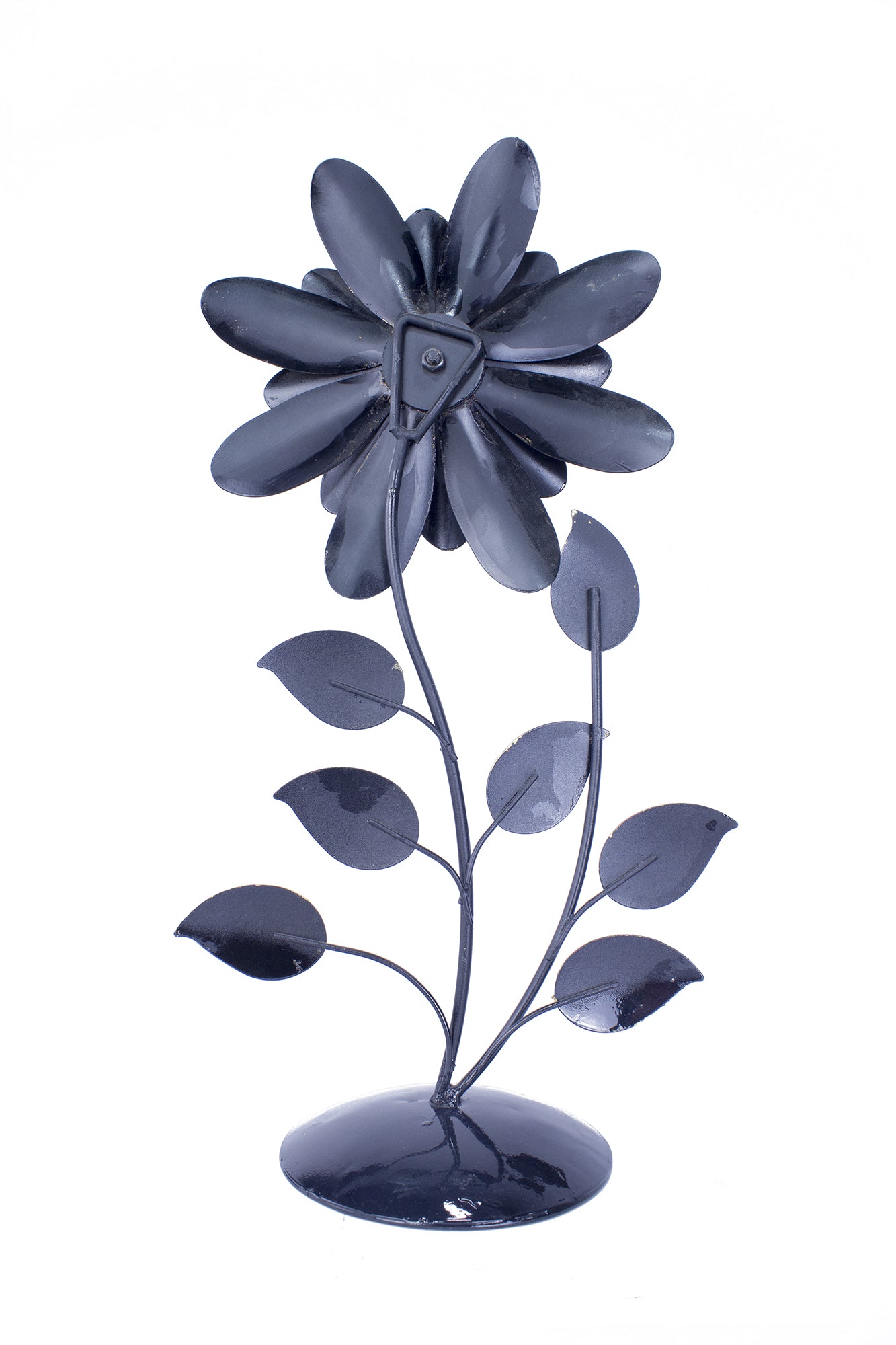 Bo Burgundy Copper and Brown Metal Flower Table Sculpture