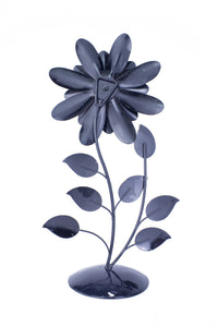 Bo Burgundy Copper and Brown Metal Flower Table Sculpture
