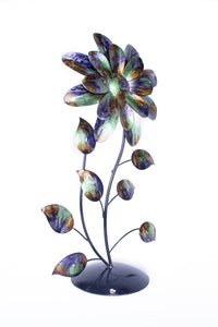 Bo Green Blue and Copper Metal Flower Table Top Sculpture