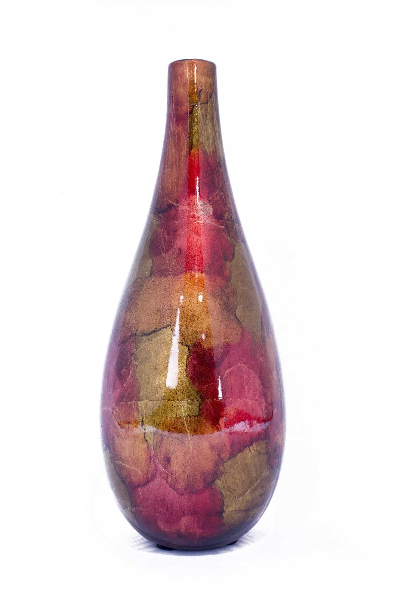 14" X 9.75" X 16" Copper Red And Gold Ceramic Piece Vase Set