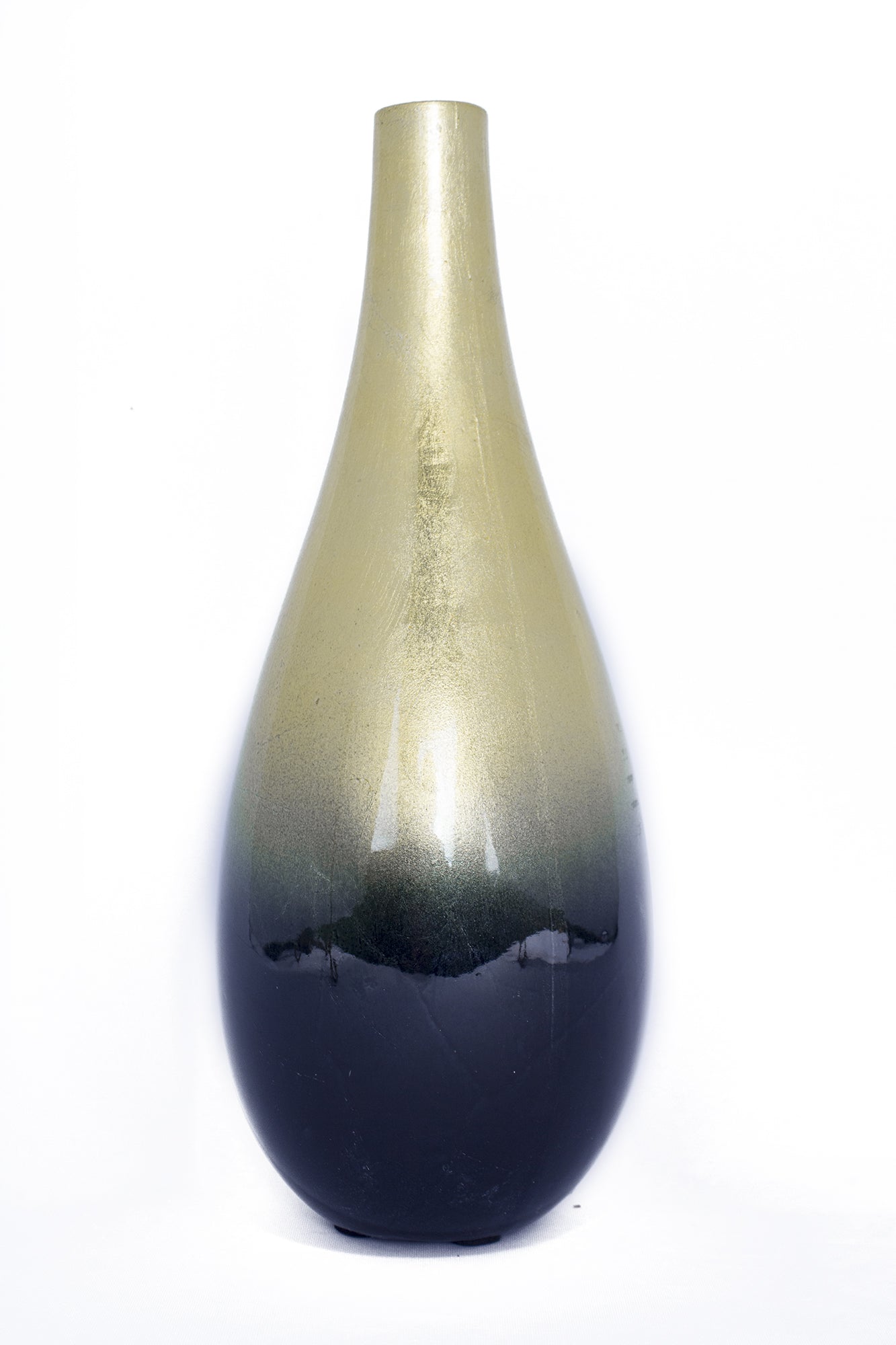 14" X 9.75" X 16" Black And Gold Ceramic Piece Vase Set