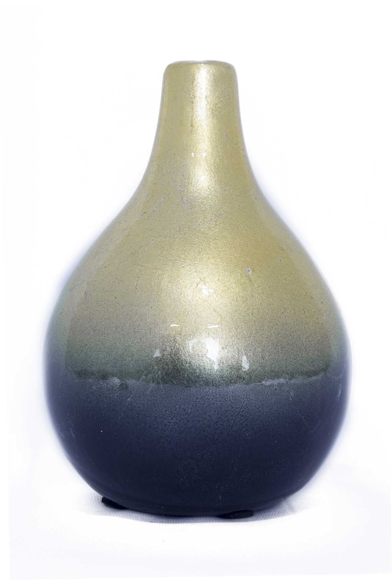 14" X 9.75" X 16" Black And Gold Ceramic Piece Vase Set