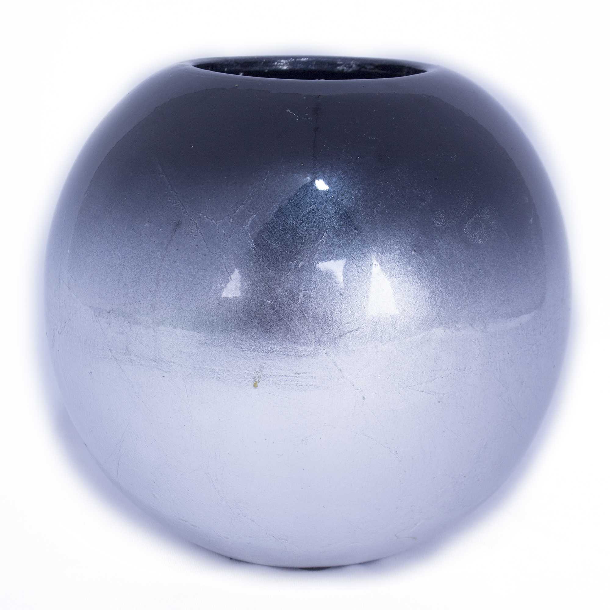 14" X 9.75" X 16" Navy And Silver Ceramic Piece Vase Set