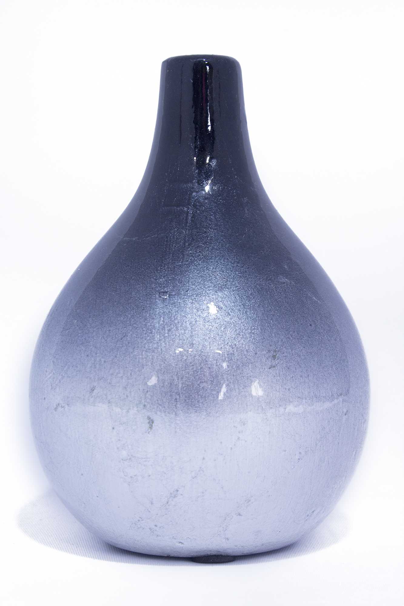 14" X 9.75" X 16" Navy And Silver Ceramic Piece Vase Set