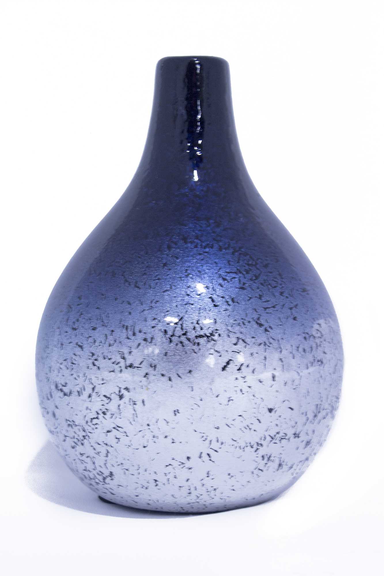 14" X 9.75" X 16" Blue And Silver Ceramic Piece Vase Set