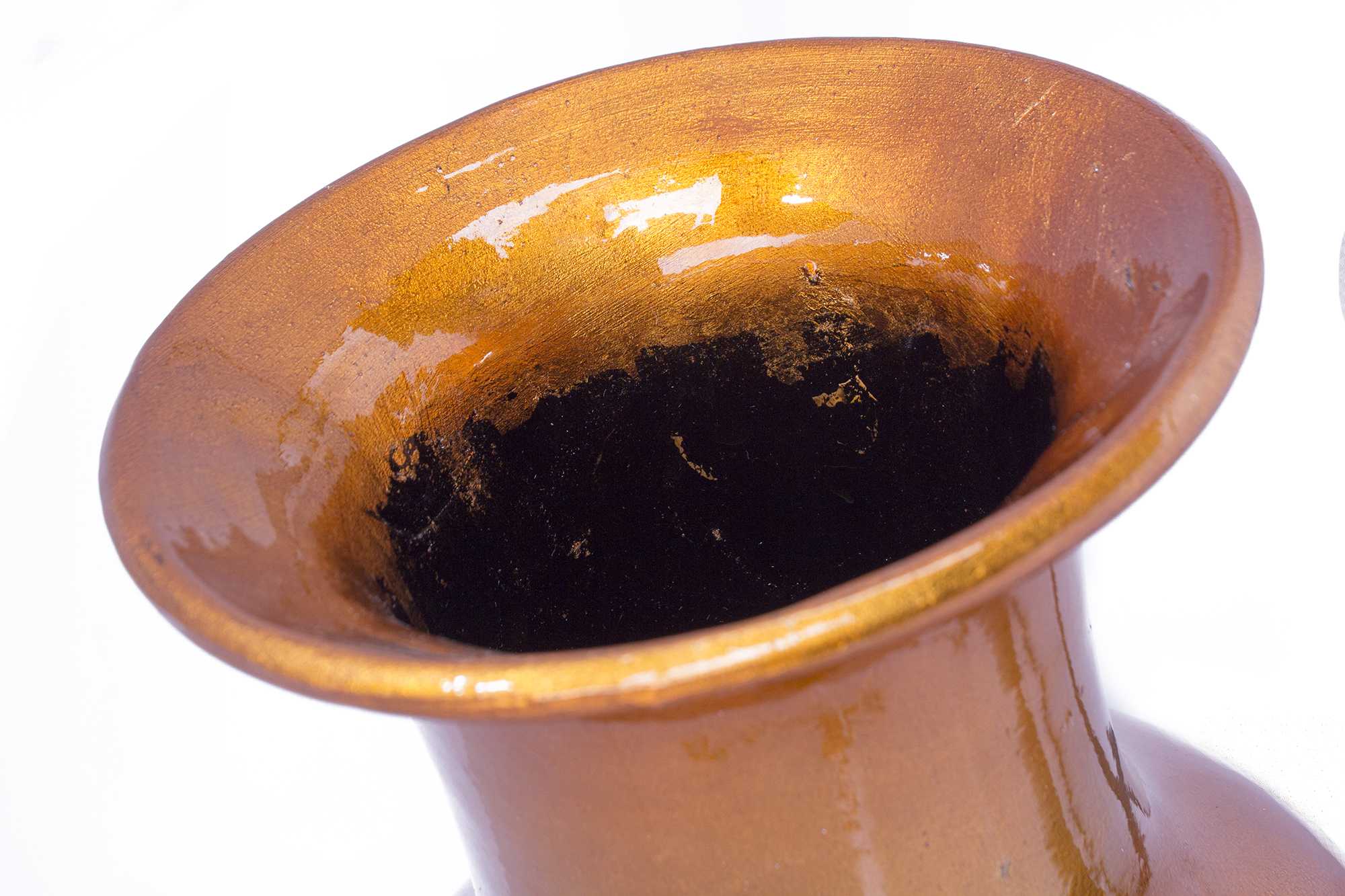 13" X 13" X 18" Orange And White Ceramic Lacquered Ceramic Vase