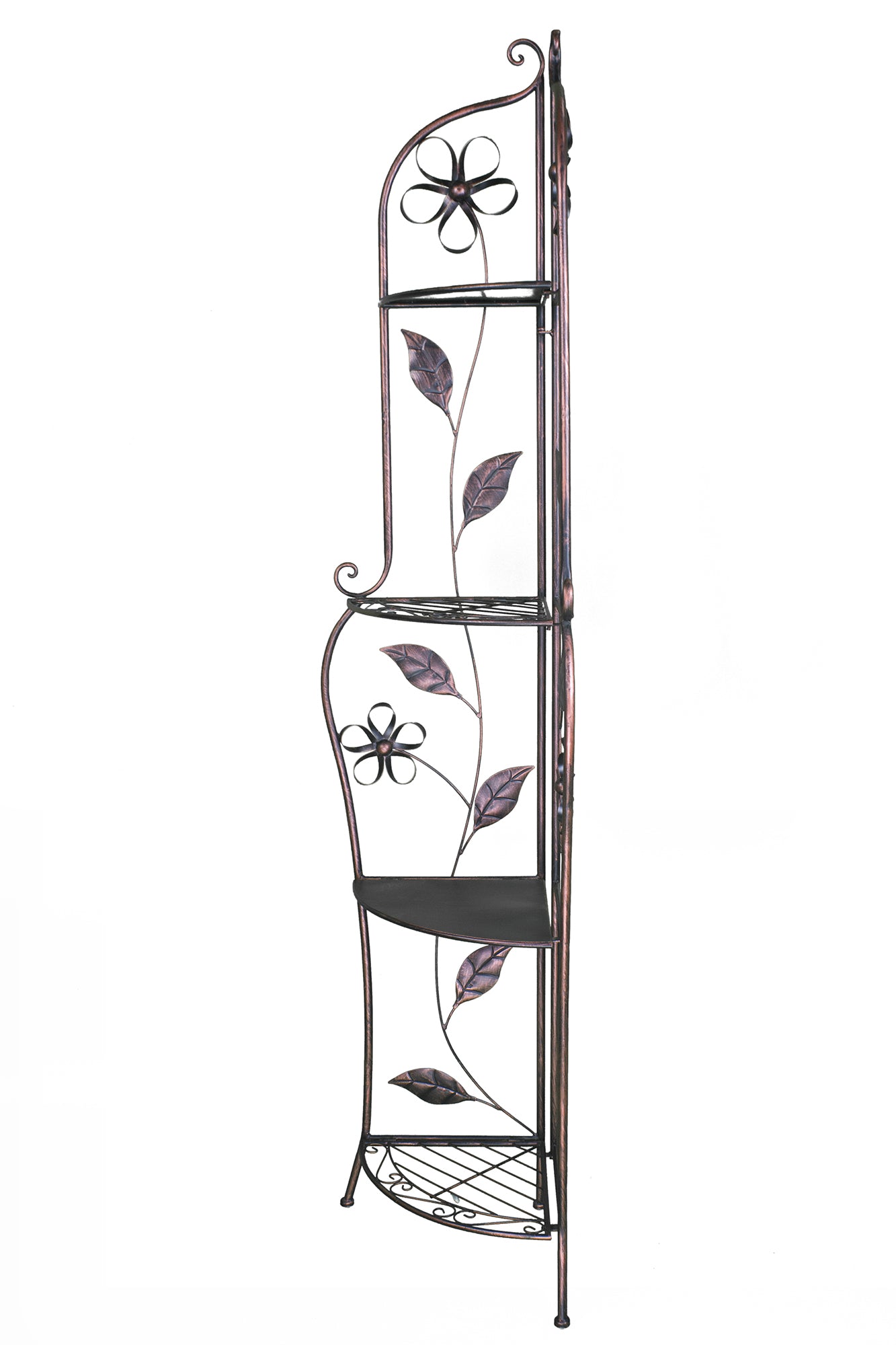 16" X 3.5" X 67.5" Copper Steel Corner Bakers Rack with Shelves