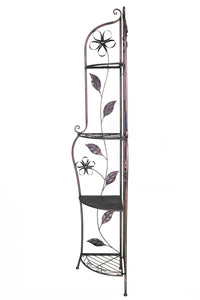 16" X 3.5" X 67.5" Copper Steel Corner Bakers Rack with Shelves