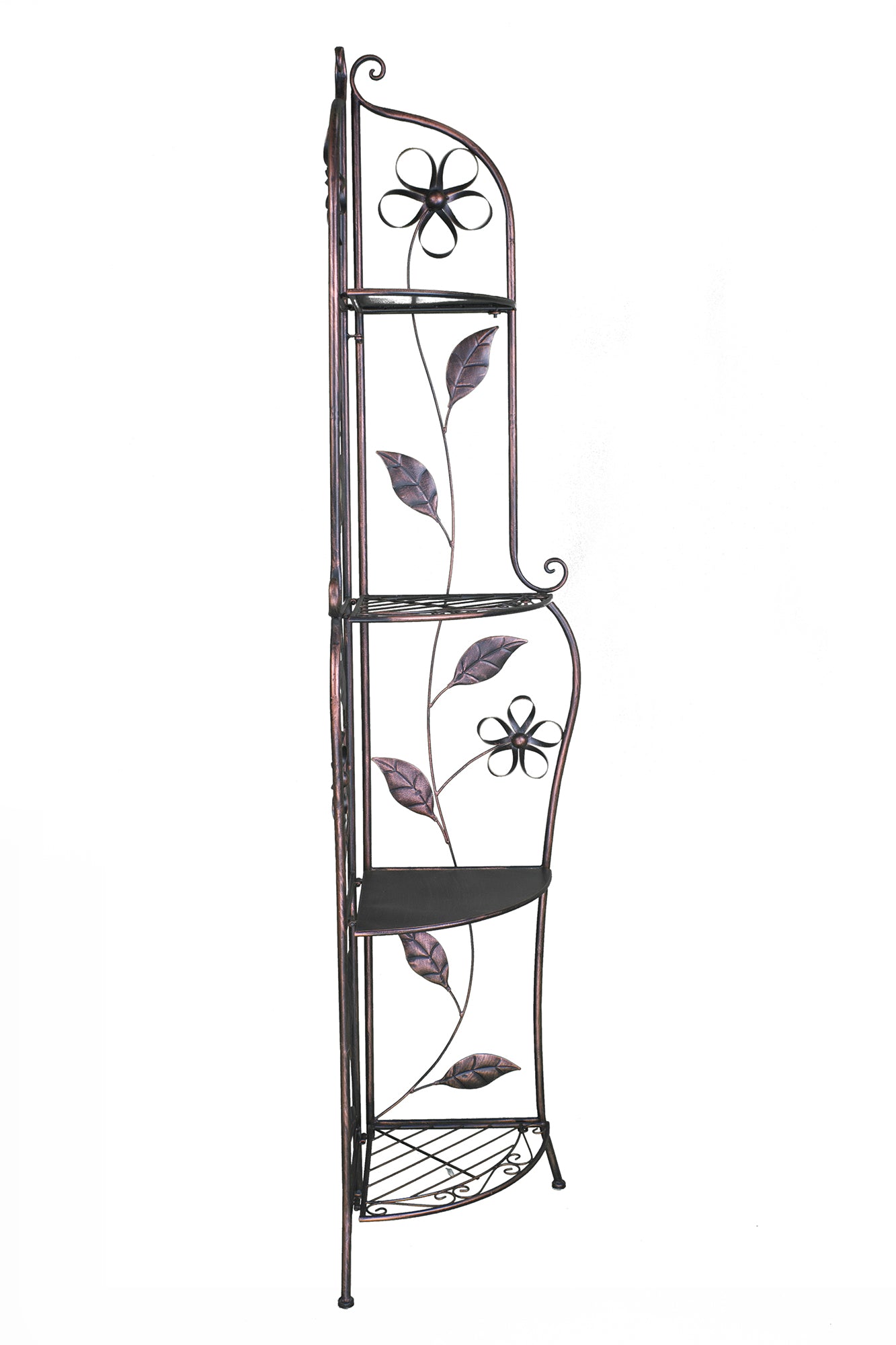 16" X 3.5" X 67.5" Copper Steel Corner Bakers Rack with Shelves
