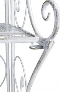 16" X 3.5" X 67.5" Antique White Steel Corner Bakers Rack with Shelves