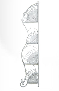 16" X 3.5" X 67.5" Antique White Steel Corner Bakers Rack with Shelves