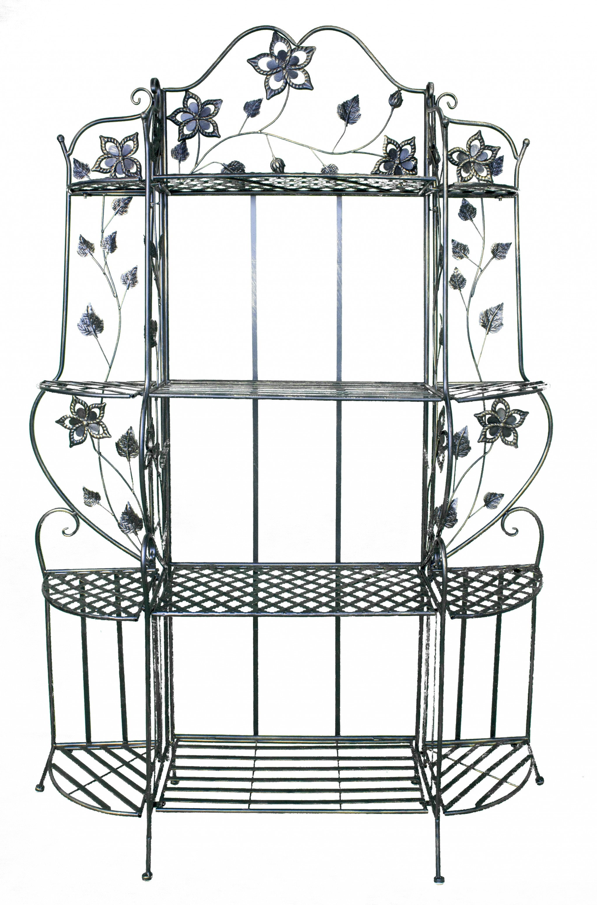 25" X 5" X 68" Blackened Brass Steel Blackened Brass Bakers Rack with  Shelves