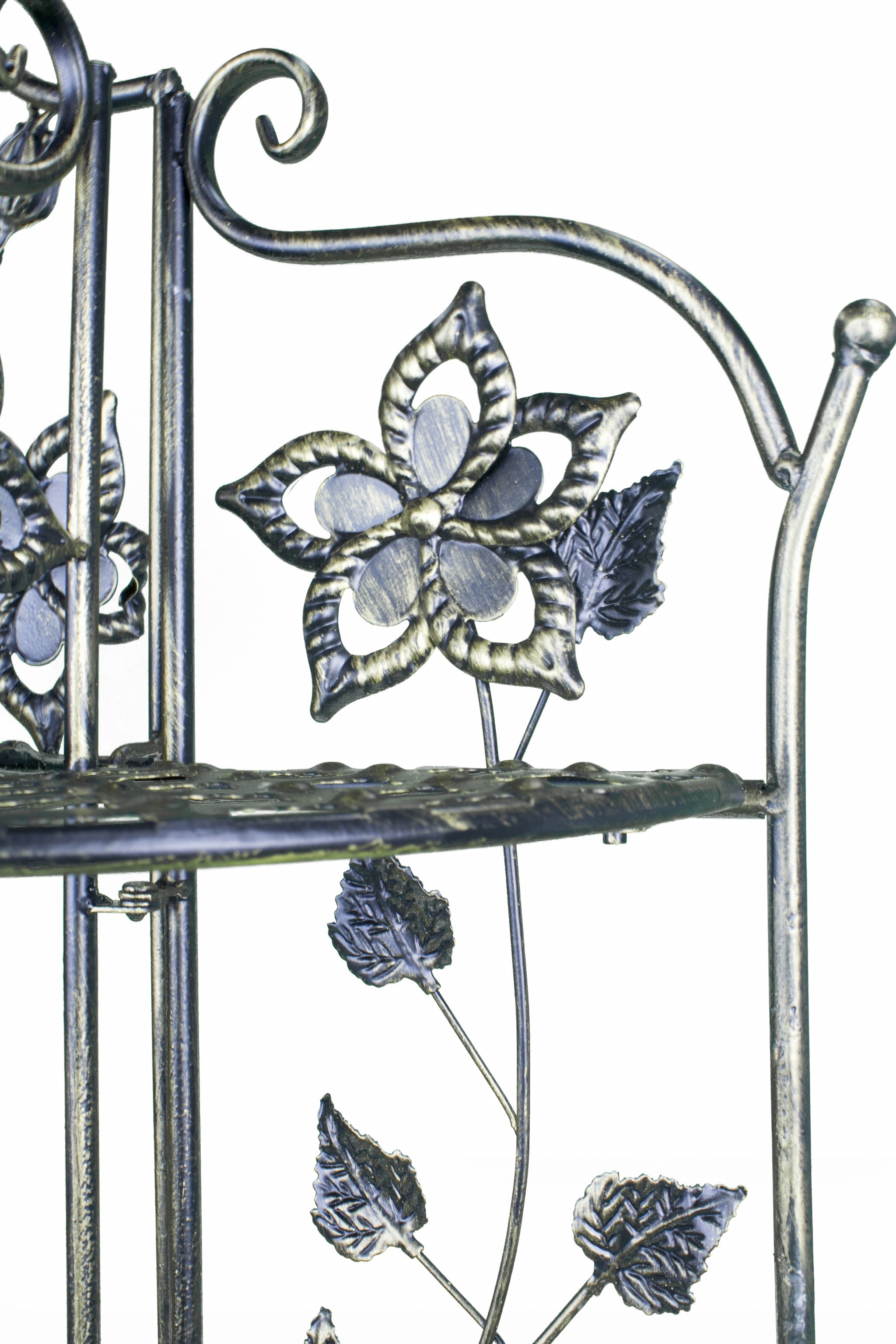 25" X 5" X 68" Blackened Brass Steel Blackened Brass Bakers Rack with  Shelves